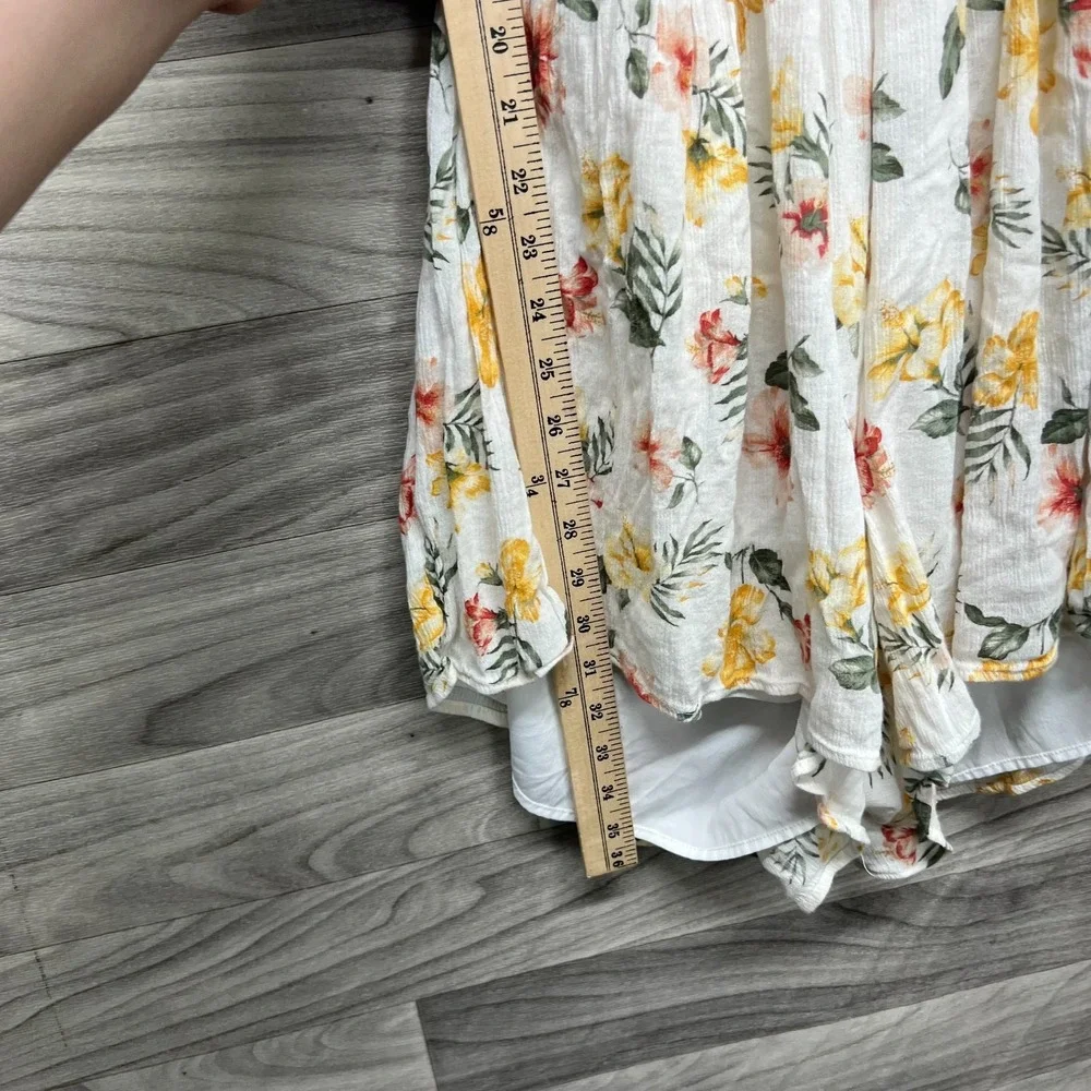 Hollister Romper Dress Women's Large Ivory Floral Cut Out‎ Back Smocked Front - Picture 9 of 16